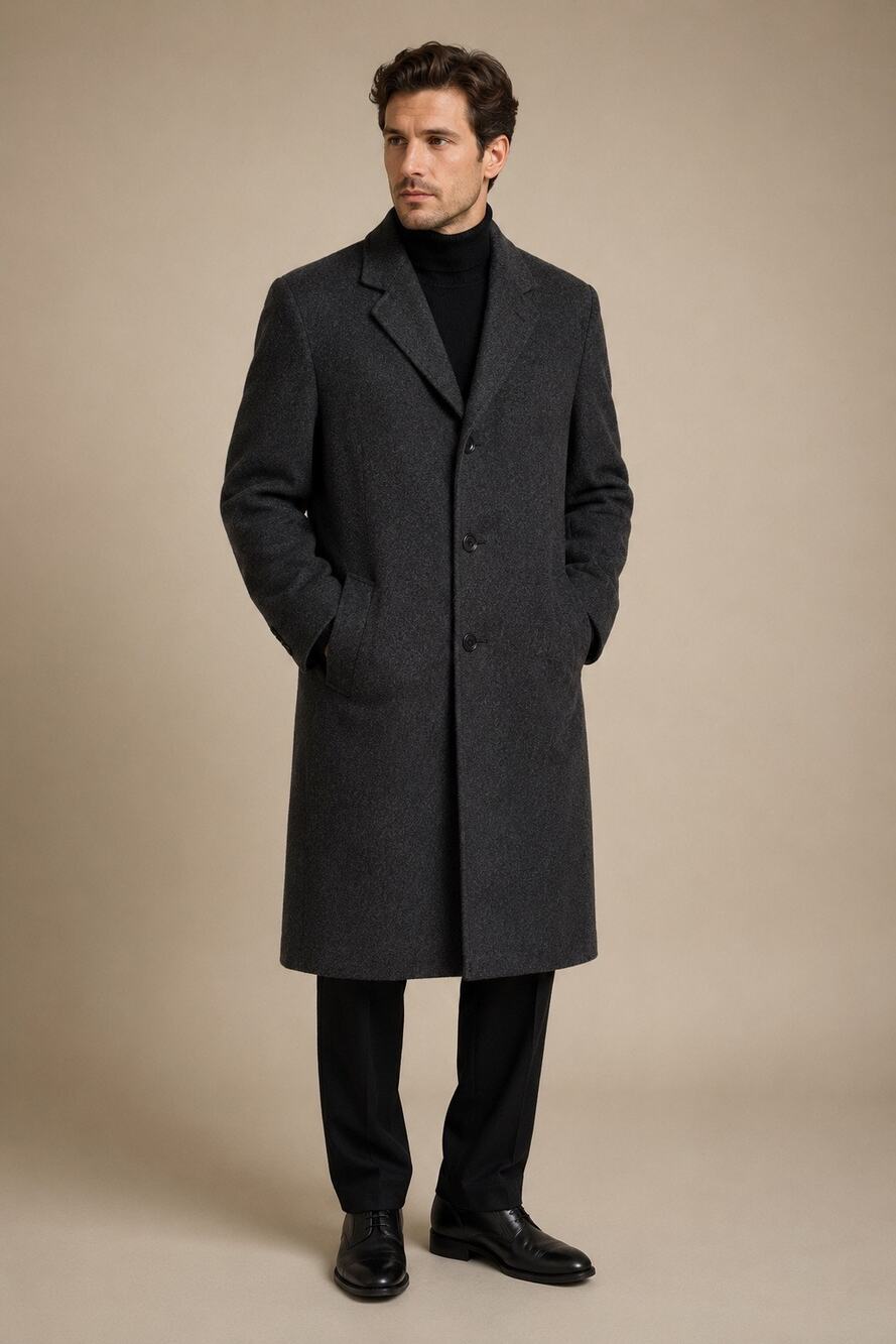 Vintage Marc Jeffries Made in England Charcoal Long Overcoat Men’s Approx Large